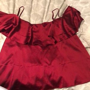 Off the shoulder satin shirt